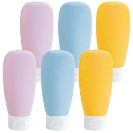 Travel Bottles for Toiletries 6 Pack, Leakproof 2 oz Tsa Approved Travel Size Containers, BPA Free Plastic Shampoo and Conditioner Bottles, Camping Travel Essentials (Multicolor - C)