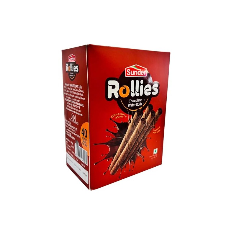 Sunder Crispy Chocolate Wafers - Crunchy Outside, Chocolate Inside (rollies-1pk)