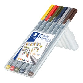 STAEDTLER Triplus, My Colours 334SB6CS13 Fineliner Set, Boho, Ergonomic Triangular Shank, Superfine 0.3 mm Tip, Long Life, 6 Fineliner Pens in Boho Tones in Standing Box