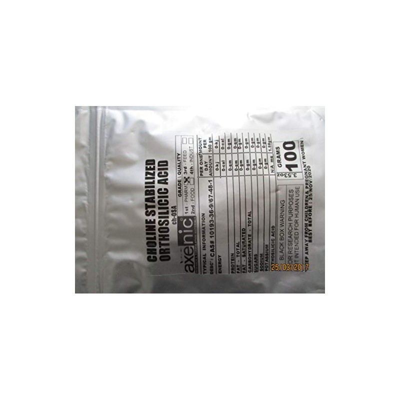 100 Grams Choline-Stabilized Orthosilicic Acid Powder (Organic Silicon) Pure