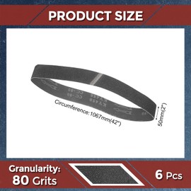 Kozelo 6 Pack Sanding Belts 2 x 42 Inch 80 Grit Silicon Carbide Abrasive Belt Sander Paper for Belt Sander Metal Grinding Wood Working Weld Rust Removal
