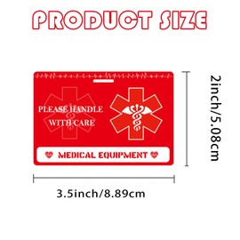 2X 3.5 Inch Medical Equipment Inside Tag Card - Red Fragile Stickers, ID Identification Luggage Tags, Handle With Care Labels for Medical Supplies (Color3)