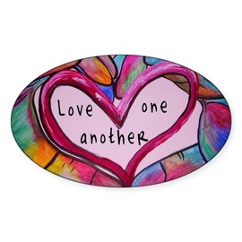 CafePress Love One Another John 13:34 Oval Car Bumper Sticker