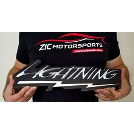 ZIC Motorsports Ford F-150 SVT Lightning Emblem Badge Heavy Duty Metal Garage Wall Sign - 16" X 5"