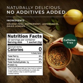 Gya Tea Co Citrus Mint Herbal Tea Bags (20 Bags) - Caffeine Free with a Tangy Flavor for All Day Comfort, Calming, Relaxing & Nourishing - Fruit & Herbal Blends