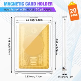 SATINIOR 20 Pack 130pt Magnetic Card Holders, Easy Open Magnetic Closure Acrylic Cards Cases for Thick Sports Cards, Baseball Football Trading Card Protection and Display
