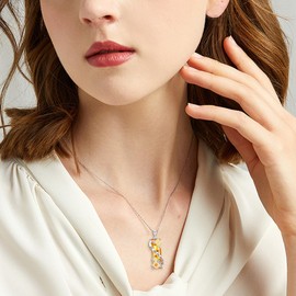 HUKKUN Sunflower Crystal Necklace Sterling Silver You Are My Sunshine Necklace for Women Sunflowers Jewelry Gifts for Women