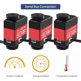 LX-224 Serial Bus Servo with Bracket, 3 Connectors 20KG Large Torque Dual Ball Bearing Full Metal Servo Motor Equipped with Debug System for Robot DIY Making, 240 Degree Bus Servo