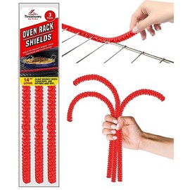 Silicone Oven Rack Shields Guards - Heat Resistant Oven Rack Protectors, Guards for Sides Heat Shield for Toaster Protect Against Burns and Scars, 14 Inches Long (Red)