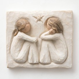 Willow Tree Friendship, Forever True, Forever Friends, an Expression of Friendship and Sisterhood in Carved Bas-Relief, Sculpted Hand-Painted Plaque