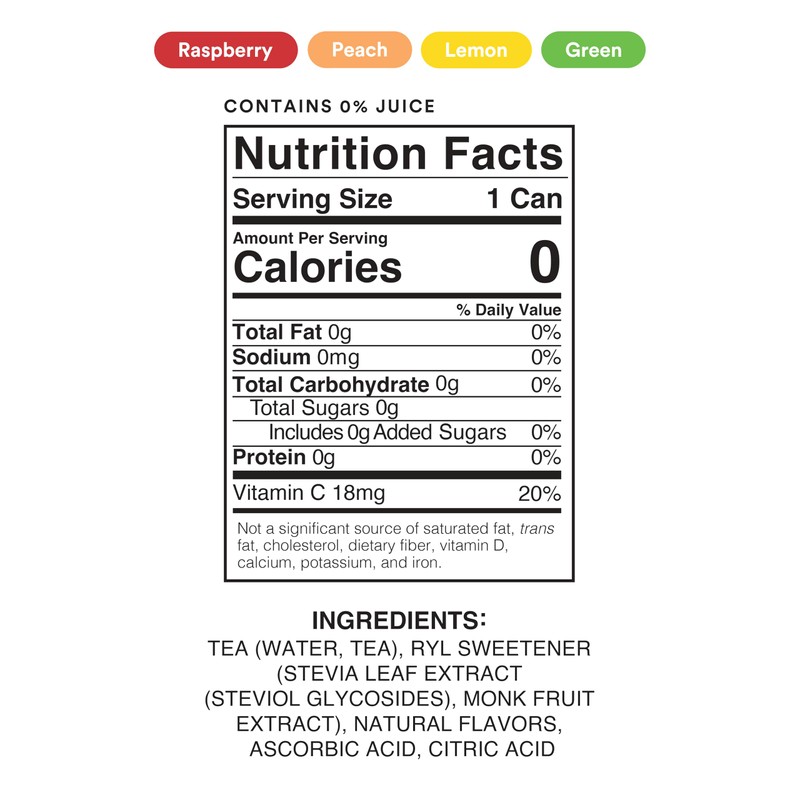 Ryl Iced Tea, Variety Pack, Antioxidant Superblend, No Artificial Ingredients,