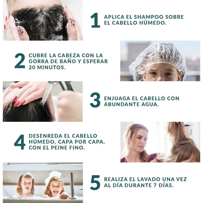 4 Shampoo De Piojos Con Tea Tree Incluye Gorra Y