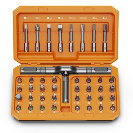 42 in 1 Magnetic Screwdriver Set, Ratchet Screwdriver Magnetic, 42 in 1 Diy Screwdriver Set Ratchet Handle Detachable Versatile Toolkit for PC, Furniture, Bicycle (Orange)