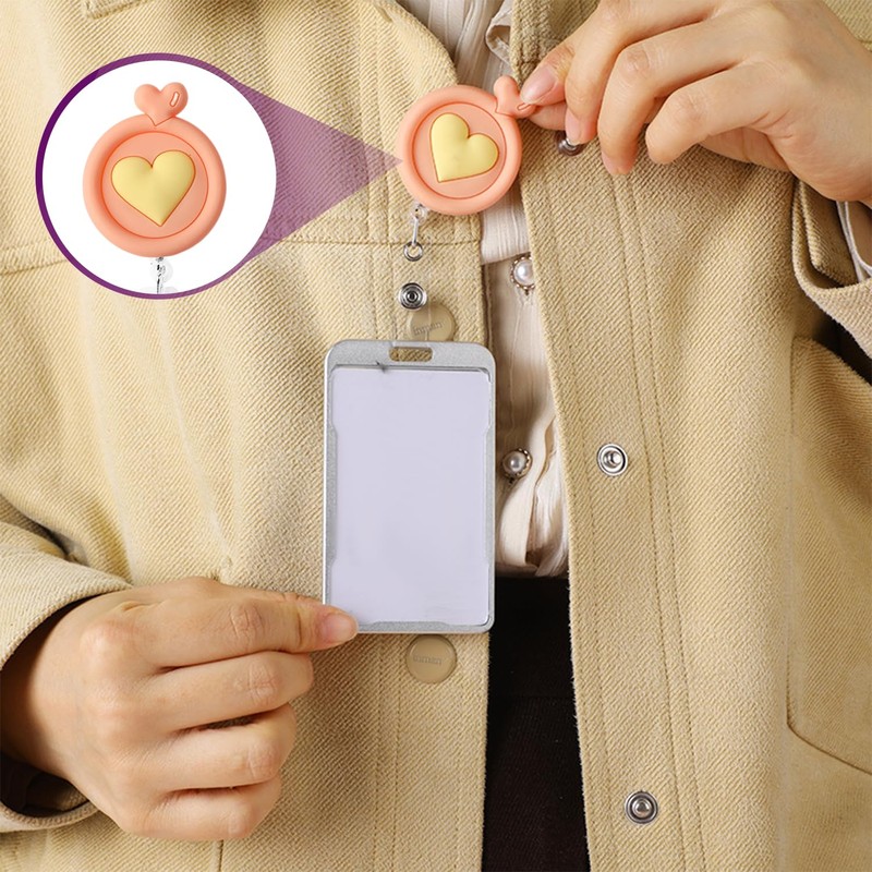5-Piece Badge Clip, Retractable Badge Holder, Creative Cute Badge Clip,