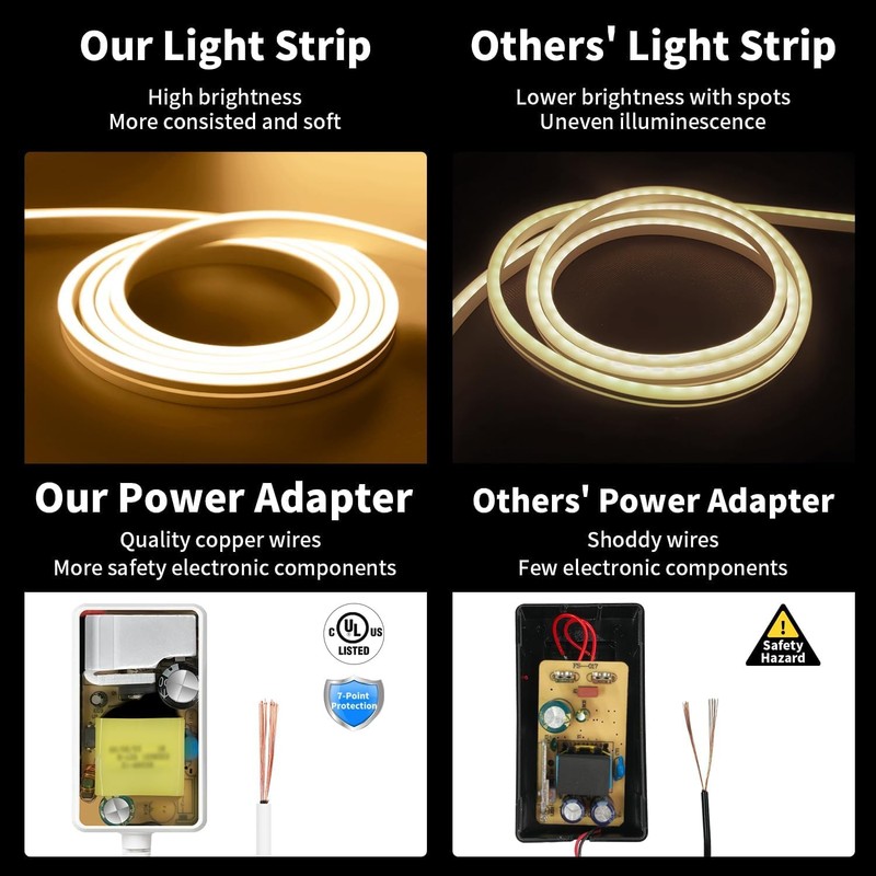 iNextStation LED Strip Lights Warm White, 12V 16.4ft 5m Neon
