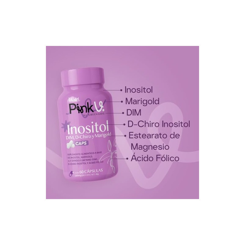 Pinkv Suplemento Inositol Dim Chiro Marigold Ácido Fólico Cápsulas 800