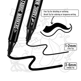 Fabric Markers Permanent for Clothes, 6 Pack Black Dual Tip with Fine and Chisel Tips Paint Pens for Clothing Canvas Tote Bags T-Shirt and Shoes, Non Toxic Ink for Kids and Adults