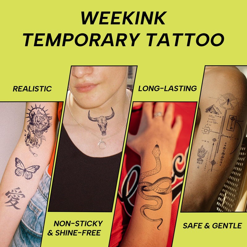 WEEKINK Vine Leaf Branch Temporary Tattoos – 4 Elegant Wrap-Around