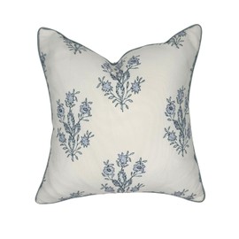 Jillien Harbor Throw Pillow for Outdoors Mary Off-White Periwinkle Floral Pillow Cover Grandmillennial Pillow Cover 19" x 19" 48 cm x 48 cm Grandmillennial Home Decor (19" x 19")