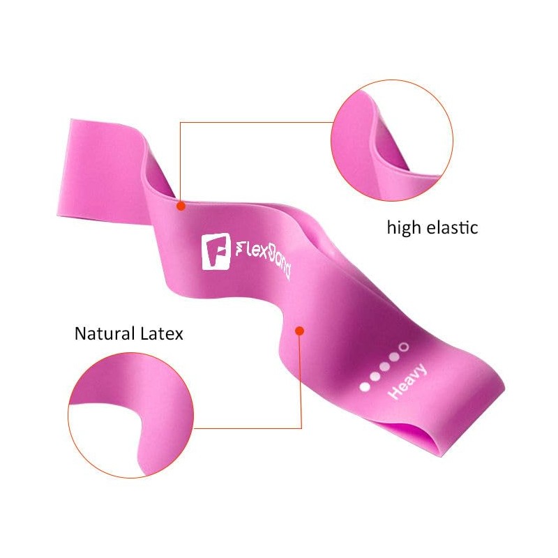 Flexband Resistance Bands, [Set of 5] Skin-Friendly Resistance Fitness Exercise