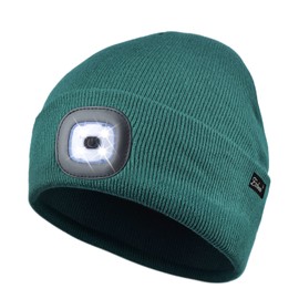 Etsfmoa Unisex Beanie with The Light Gifts for Men Dad Father USB Rechargeable Caps Dark Teal
