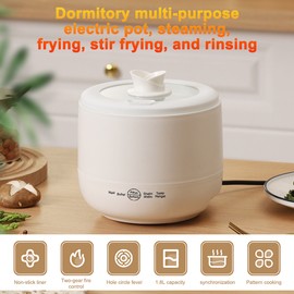 1.8L Mini Rice Cooker Dormitory Electric Hot Pot Cook Rice Soup Porridge Non-stick Inner Pot Touch Control for Small Spaces and Students