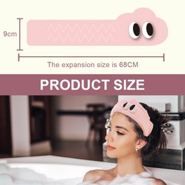 QOWIJEX Set of 3 Hair Band Cosmetic with Wrist Set Face Headband Wrist Wash Bands Set Soft Makeup Hair Band Elastic Wrist Sweatband for Women Girls (Pink)