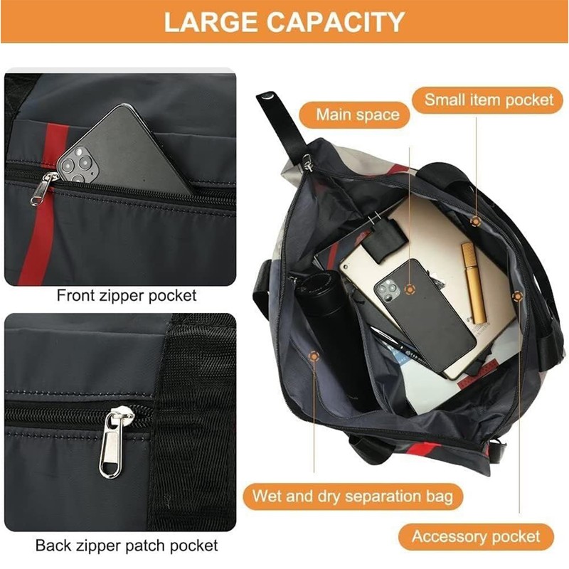 Foldable Dry/Wet Separation Travel Bag,Large Capacity Folding Travel Bag,Unisex Portable