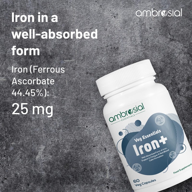 Ambrosial Iron Tablets High Strength 25mg| Iron Supplements for Women