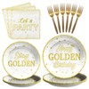 96Pcs Golden Birthday Party Decorations White Gold Birthday Party Plates