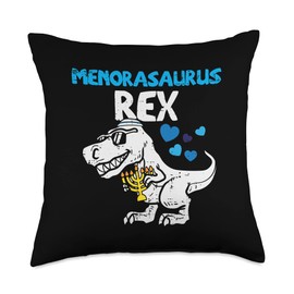 Menorasaurus Trex Dino Dinosaur Toddler Boys Hanukkah Kids Throw Pillow