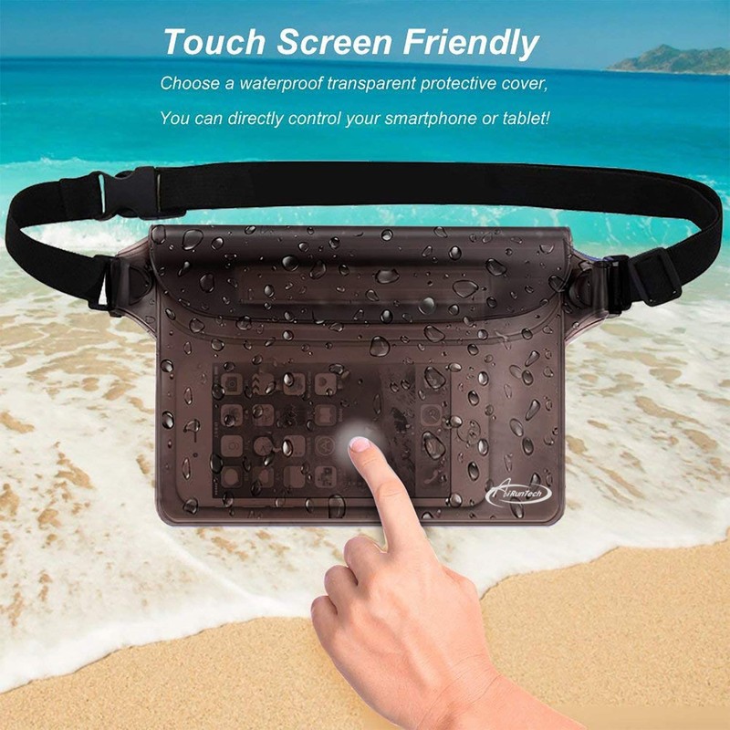 AiRunTech Waterproof Pouch with Waist Strap (2 Pack) | Beach