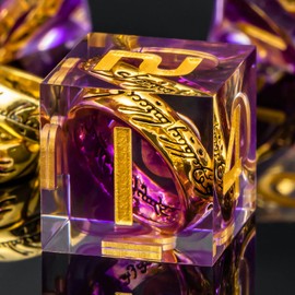 KERWELLSI Lord of The Rings DND Dice Set D&D with Gifts Box, Resin Sharp Edge Lort Dungeons and Dragons RPG Dice, 7Pcs Purple Polyhedral Role Playing Gaming Dice D20 D12 D10 D8 D6 D4