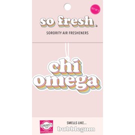 Sorority Shop Chi Omega Air Freshener - Retro Design, Bubblegum Scented for Car or Dorm, Sorority Gift, Charm Paraphernalia