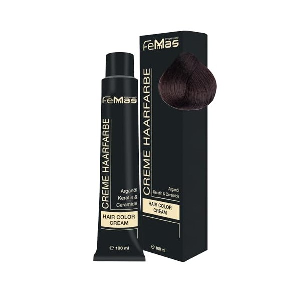 FemMas Haarfarbe Mittelbraun Gold 4.3 I Professionelle Creme Haarfarbe mit