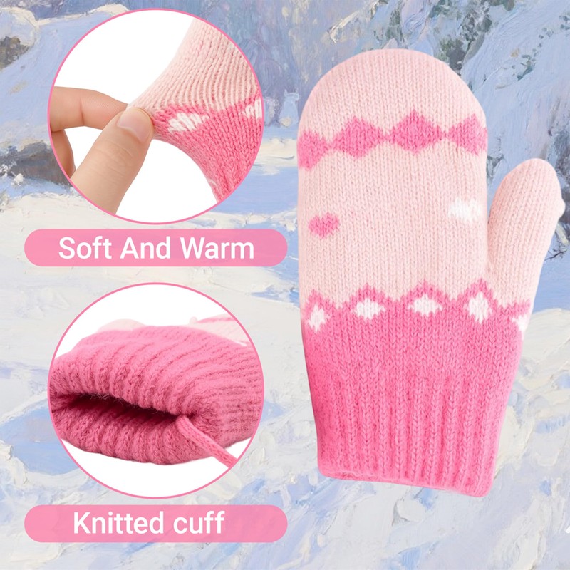 CXQRR Toddler Kids Knit Mittens for Girls Boys, Winter Gloves