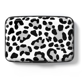 Hsxnam Credit Card Holder Wallet, RFID Blocking Credit Card Case Aluminum Metal Cute Business Card Holder Pocket ID Case for Women Men, White Leopard