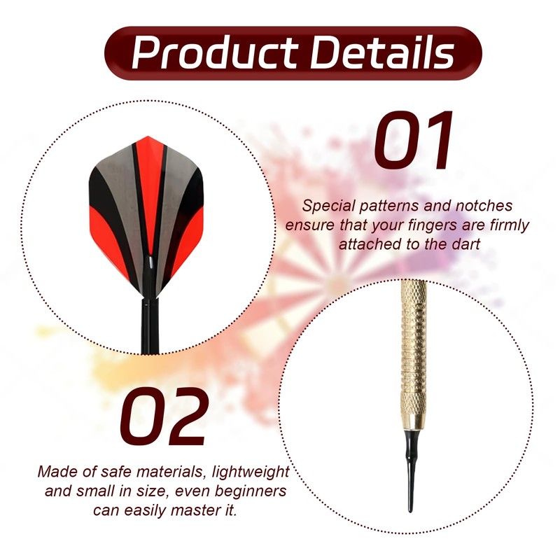 hioseyre Dart Needle Set,12 Soft Tip Darts,24 Dart Tails,100 Plastic