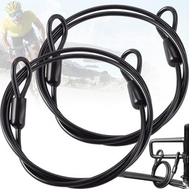 Pack of 2 Steel Cable with Eyelets, Cable Lock, Steel Cable Coated, Steel Cable with Plastic Coated, Long Steel Cable 6 mm for Bicycle Cable Lock