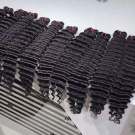 Raw Cambodian Natural Wavy Hair Bundles Unprocessed Raw Indian Curly Hair Bundle Burmese Curly Hair Extensions Cuticle Alignedstyle: Deep wave 1 bundle, color: natural black, Stretched Length: 24 Inches