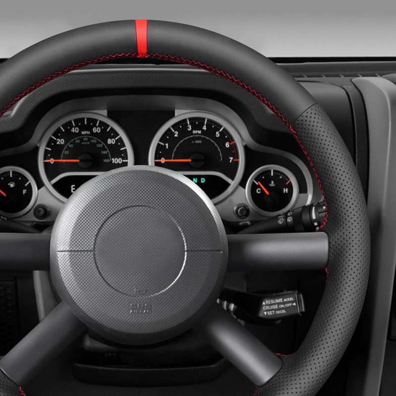 MEWANT Stitch On Custom Fit Steering Wheel Cover for Jeep