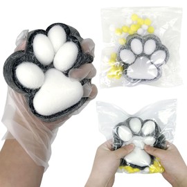 Squishy, 1 Piece Squishy Toy, Big Cat Paw Squeeze Toy, Squeeze Toy, Anti Stress Toy, Squishy Cat Toy, Kawaii Stress Squeeze Toy, Stress Balls, for Children and Adults (Black and White XL)