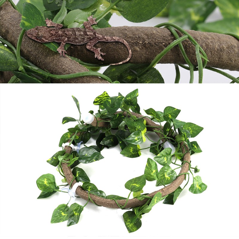 Reptile Climbing Branch Flexible Jungle 3.28ft Rattan 1Pc Vine(3.28ft Rattan+Scindapsus
