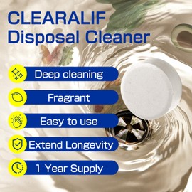CLEARALIF Household Garbage Disposal Cleaners, 12 Tablets, Fresh Lemon Scent, Compatible With All Disposals