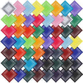 80 Pack Paisley Bandana in Bulk for Men Women, Neon Bandanas Cowboy Scarf Funny Party Hats Retro Head Wrapnecktie Handkerchief Pirate Headband Polyester One-sided Print Fadeless Face Cover, 20 Colors