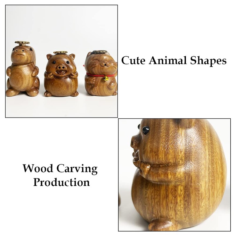 OLizee® Wooden Backflow Incense Burner Creative Pig Shaped Backflow Incense