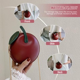 LUOZZY Apple Purse Shape Fruit Shape Handbag PU Leather Handbag Cartoon Shoulder Bag Adjustable Strap Apple Clutch for Women Girls - Fuchsia