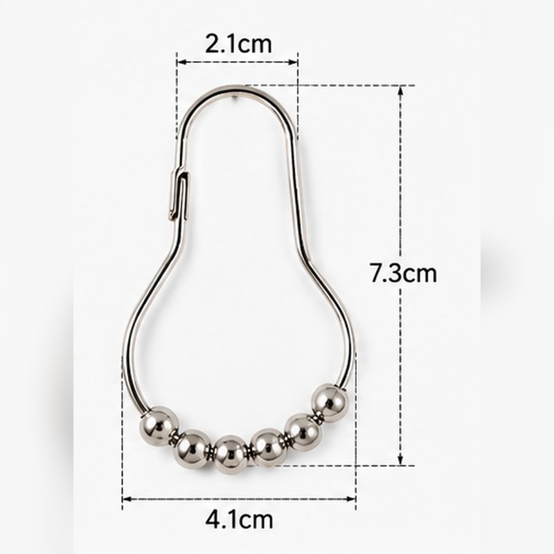 Roller Ball Shower Curtain Hooks for Bathroom – 12-Piece Hanging