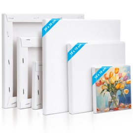 Kigniote Canvas Set 6 PCS Canvas for Painting 20 x 20,15 x 15,10 x 10 cm Canvases, Stretched Blank Canvas for Painting Art Canvas Board for Oil Painting Acrylic Painting Canvas Boards for Artist