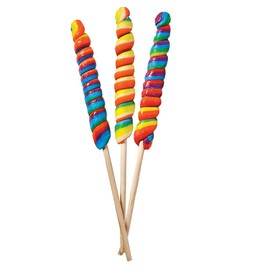 The Dreidel Company Jumbo Rainbow Twist Swirl Lollipop Mixed Fruit Flavor, Individually Wrapped Pops Suckers 28 Grams Per Lollipop - 10" Inch (Pack of 3)